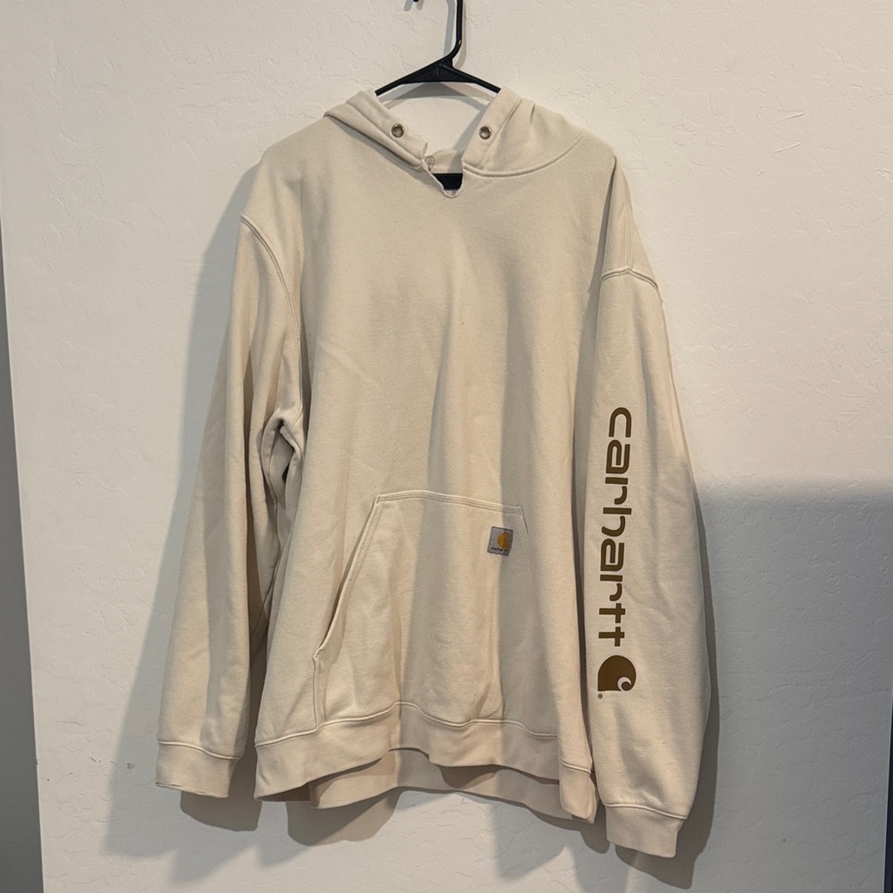 Carhartt Men's Beige Hoodie with Logo